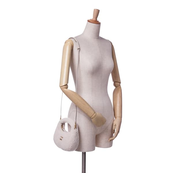 Pre-owned Miu Miu Mini Shearling Wander Satchel Pink