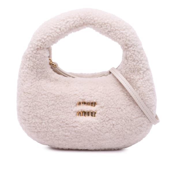 Pre-owned Miu Miu Mini Shearling Wander Satchel Pink