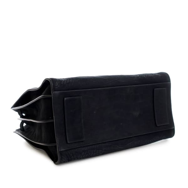 Pre-owned Saint Laurent Small Croc Embossed Suede Sac De Jour Satchel Black