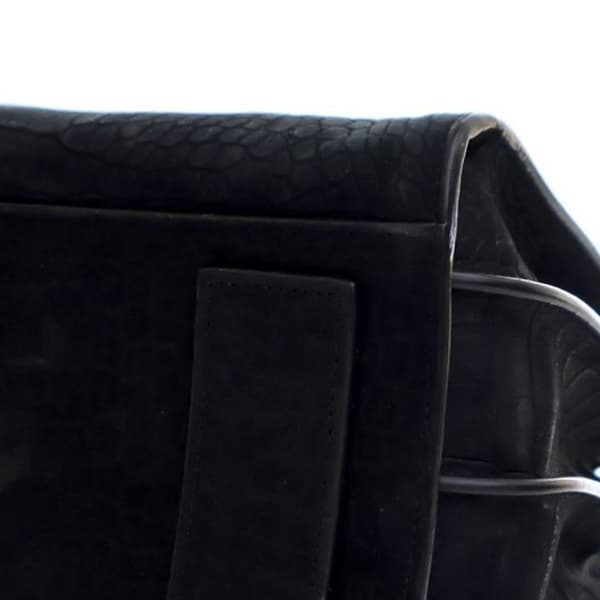 Pre-owned Saint Laurent Small Croc Embossed Suede Sac De Jour Satchel Black