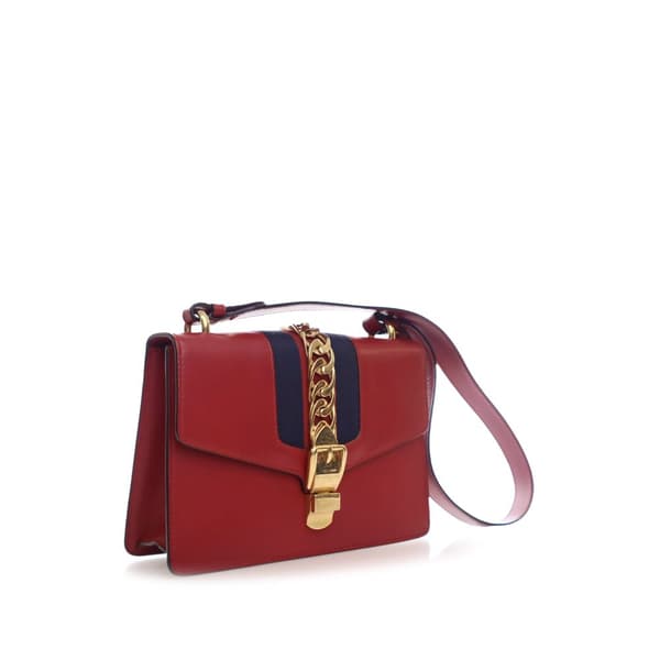 Pre-owned Gucci Small Leather Sylvie Satchel Red