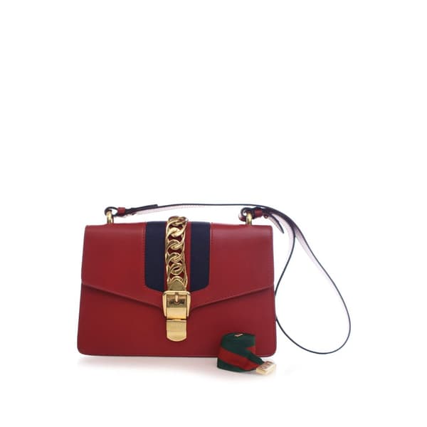 Pre-owned Gucci Small Leather Sylvie Satchel Red