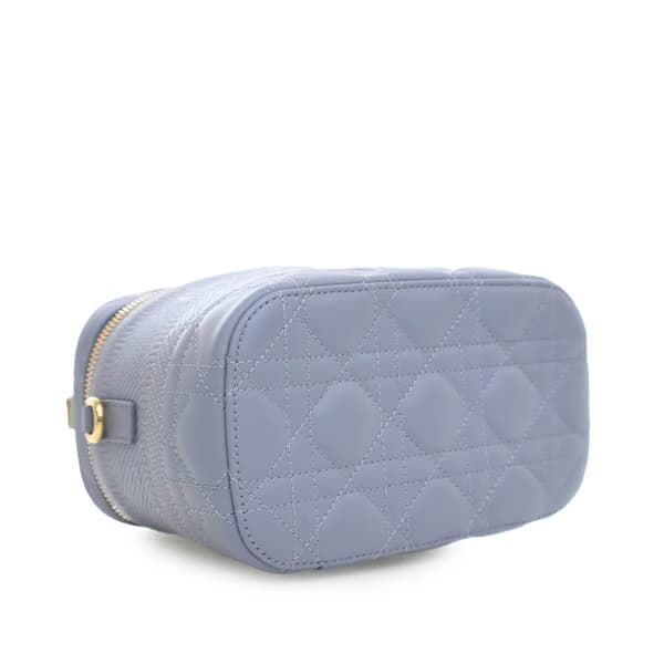 Pre-owned Dior Small Lambskin Cannage DiorTravel Vanity Case Blue