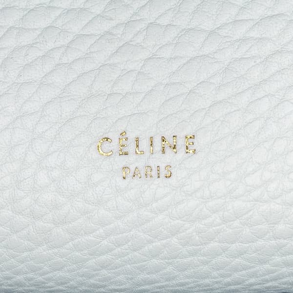Pre-owned Celine Mini Bicolor Leather Belt Satchel White