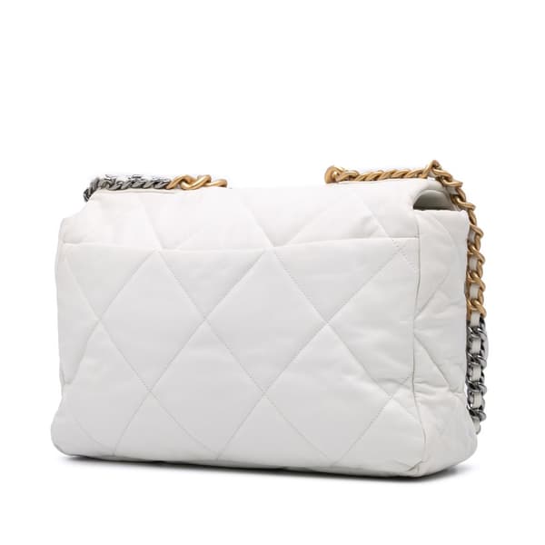 Pre-owned Chanel Maxi Lambskin 19 Flap White