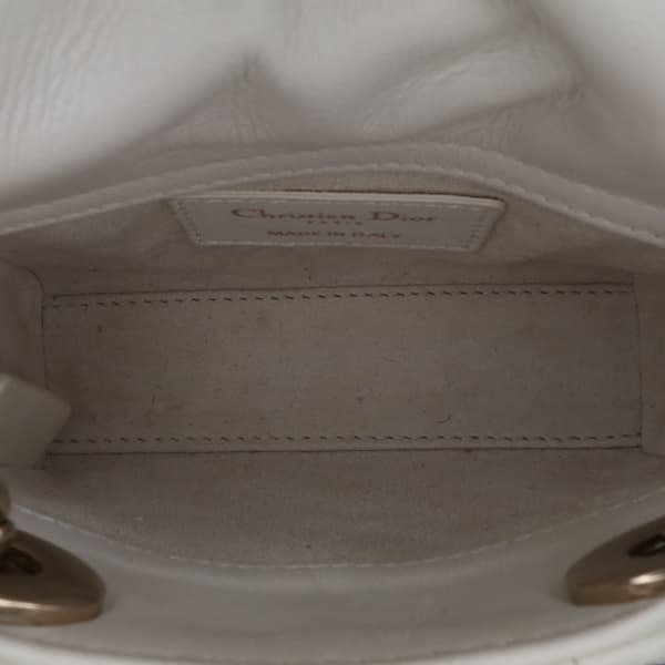 Pre-owned Dior Micro Lambskin Cannage Lady Dior White