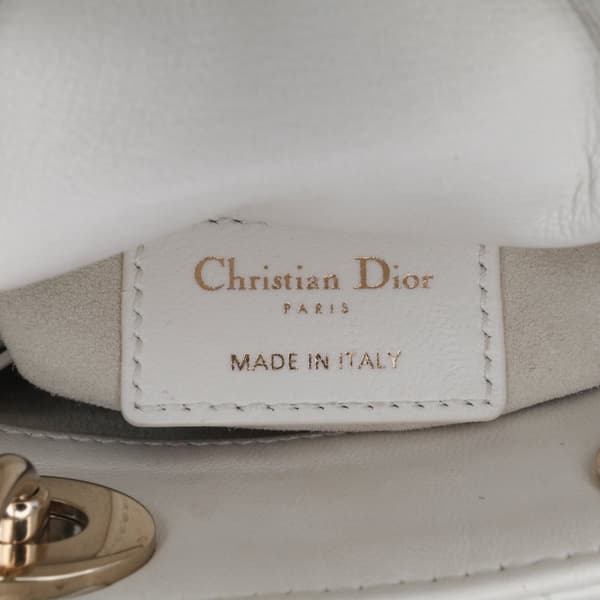 Pre-owned Dior Micro Lambskin Cannage Lady Dior White