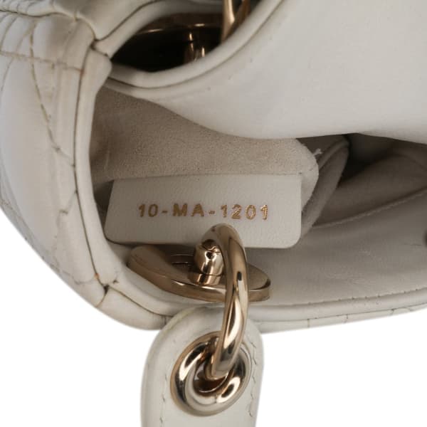 Pre-owned Dior Micro Lambskin Cannage Lady Dior White