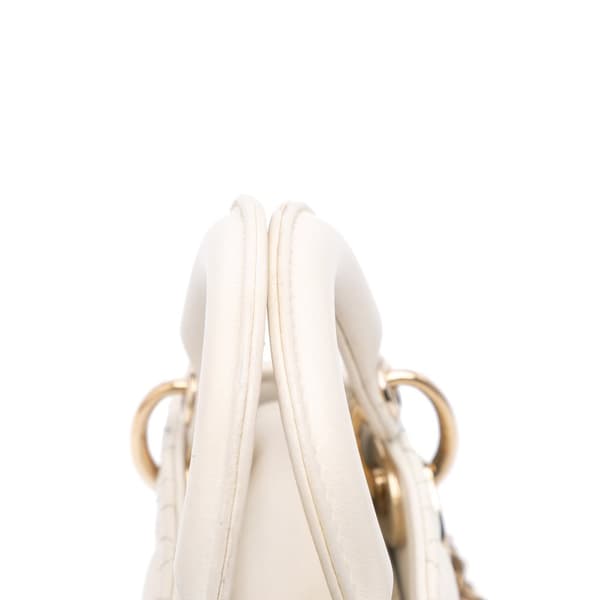 Pre-owned Dior Micro Lambskin Cannage Lady Dior White