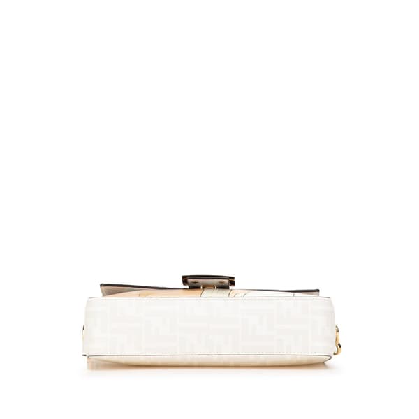 Pre-owned Fendi Zucca Graphic Print Coated Canvas Bikini Girls Baguette Satchel White