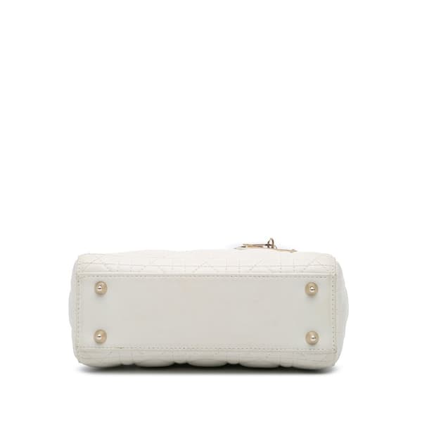 Pre-owned Dior Small Lambskin Cannage My ABCDior Lady Dior White