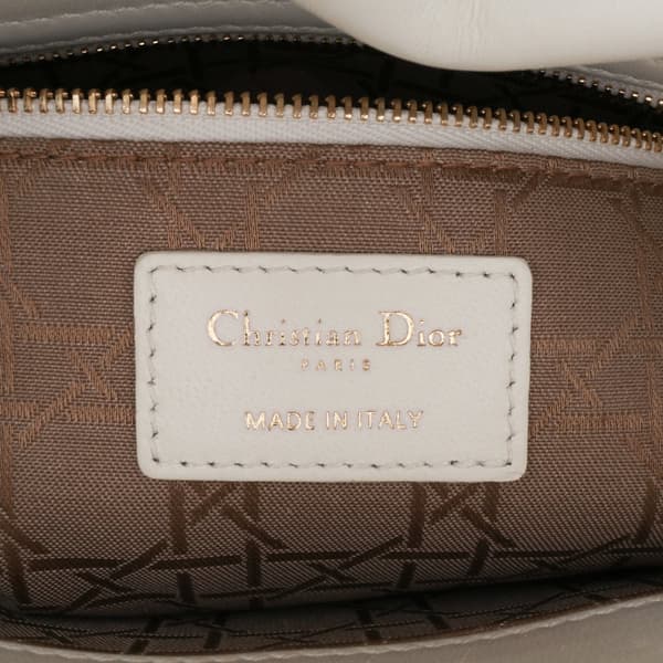 Pre-owned Dior Small Lambskin Cannage My ABCDior Lady Dior White
