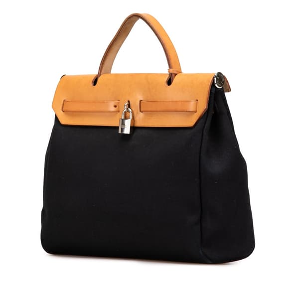 Pre-owned Hermès Toile Herbag PM Black