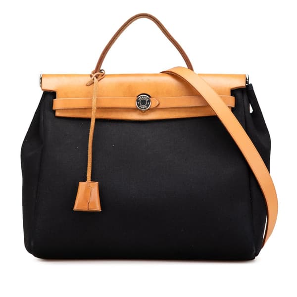 Pre-owned Hermès Toile Herbag PM Black