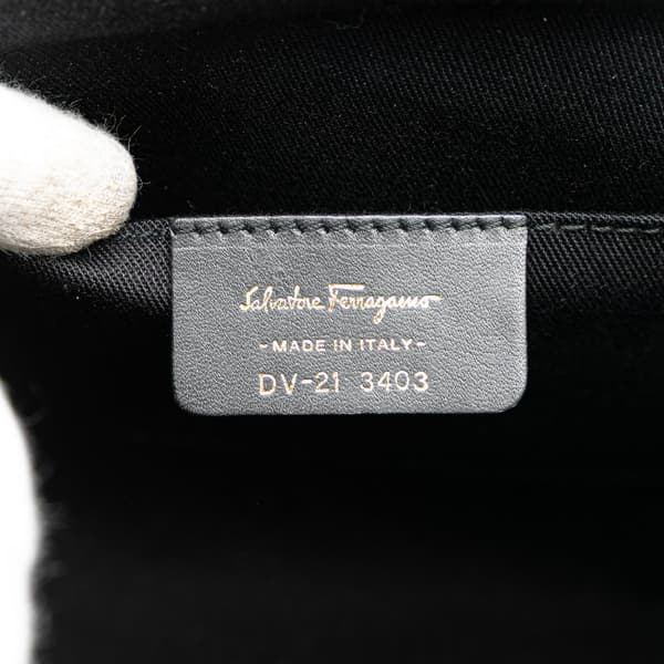 Pre-owned Ferragamo Wicker Gancini Iconic Top Handle Bag Black