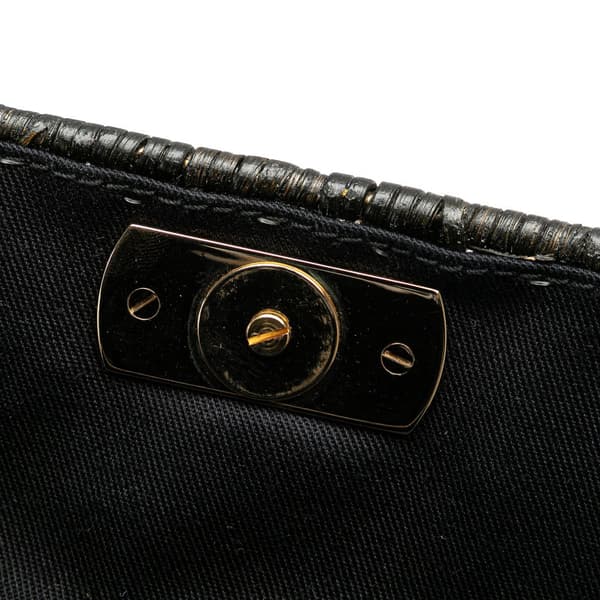 Pre-owned Ferragamo Wicker Gancini Iconic Top Handle Bag Black