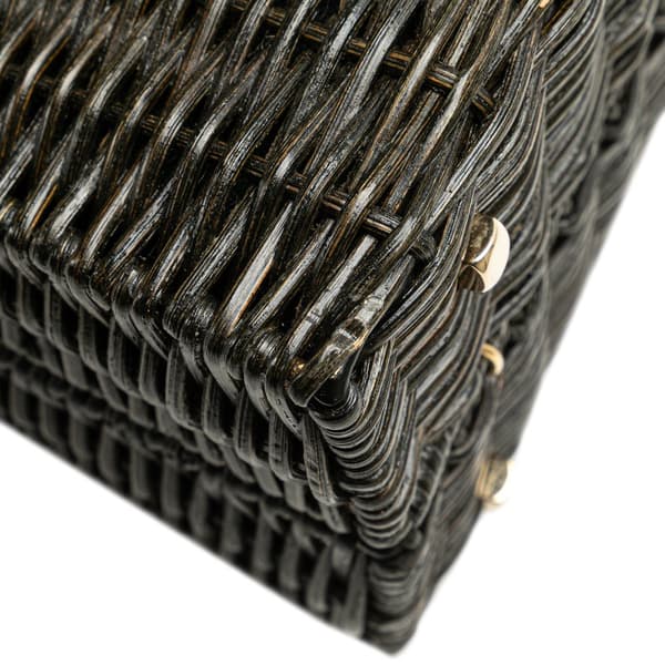 Pre-owned Ferragamo Wicker Gancini Iconic Top Handle Bag Black
