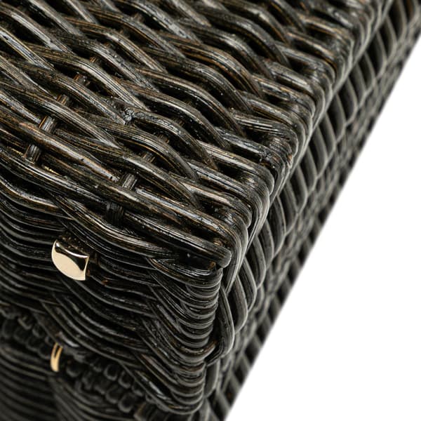 Pre-owned Ferragamo Wicker Gancini Iconic Top Handle Bag Black