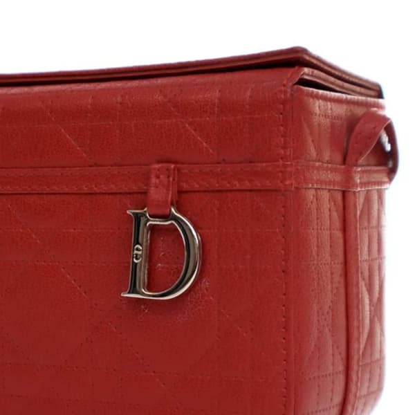 Pre-owned Dior Calfskin Cannage Vanity Bag Red