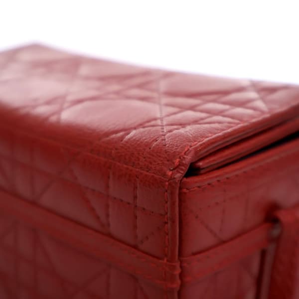 Pre-owned Dior Calfskin Cannage Vanity Bag Red