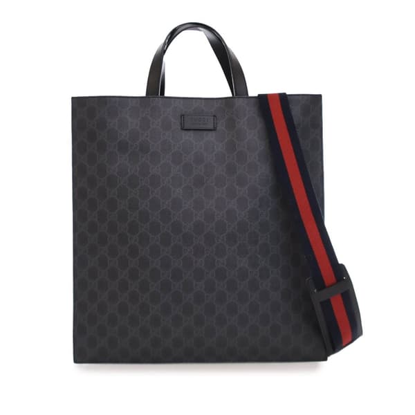 Pre-owned Gucci GG Supreme Convertible Soft Tote Black