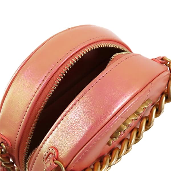 Pre-owned Chanel Iridescent Lambskin 19 Round Clutch with Chain Pink