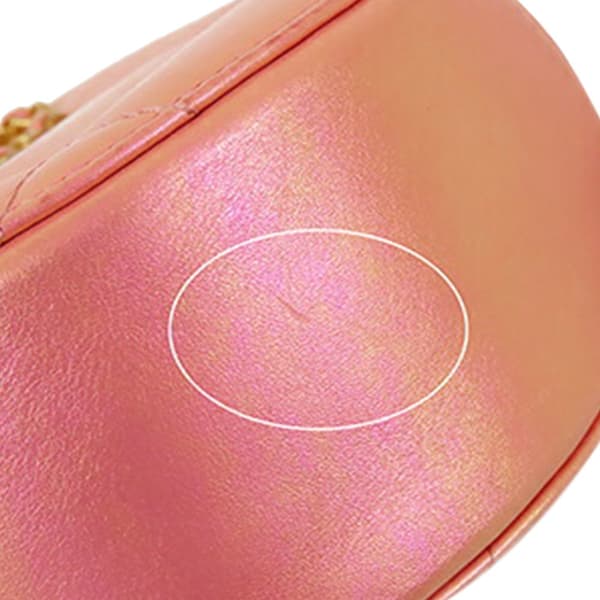 Pre-owned Chanel Iridescent Lambskin 19 Round Clutch with Chain Pink