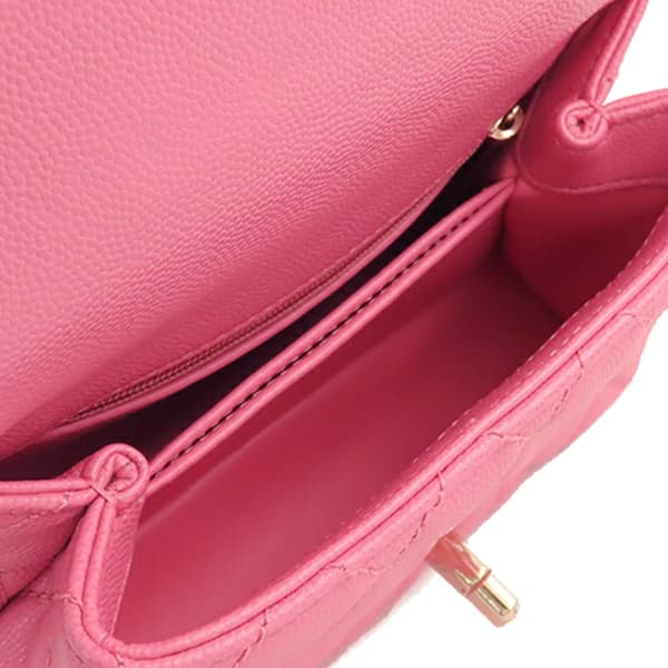 Pre-owned Chanel Extra Mini Caviar and Lizard Embossed Coco Top Handle Bag Pink
