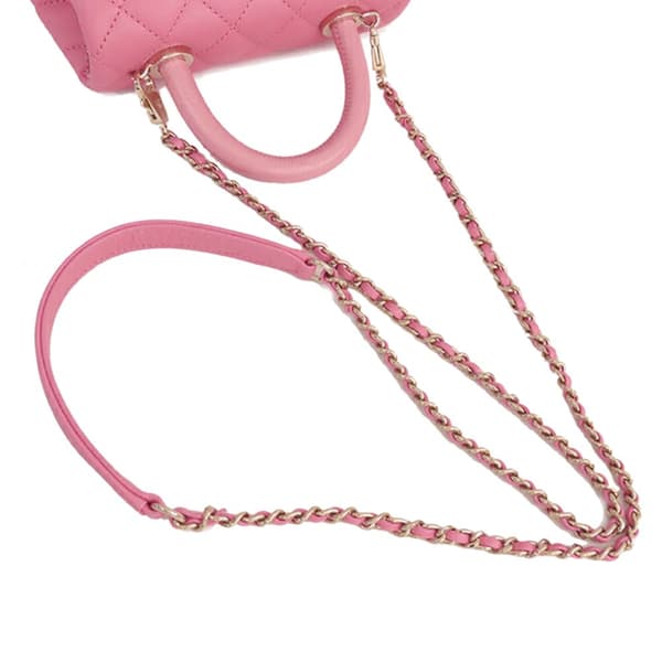 Pre-owned Chanel Extra Mini Caviar and Lizard Embossed Coco Top Handle Bag Pink