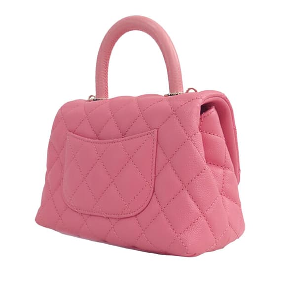 Pre-owned Chanel Extra Mini Caviar and Lizard Embossed Coco Top Handle Bag Pink