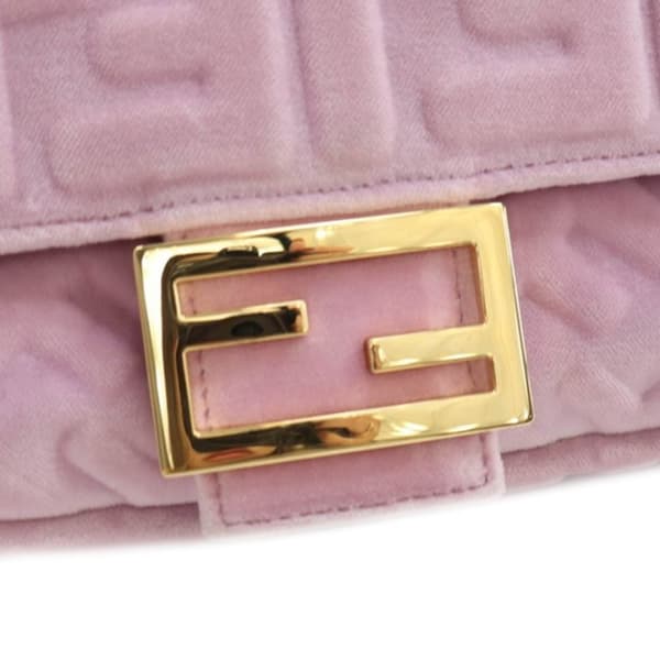 Pre-owned Fendi Zucca Embossed Velvet Baguette Satchel Pink