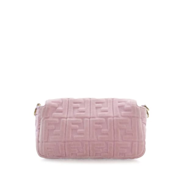 Pre-owned Fendi Zucca Embossed Velvet Baguette Satchel Pink