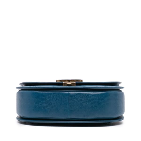 Pre-owned Chanel Medium Shiny Calfksin and Goatskin Coco Curve Flap Blue