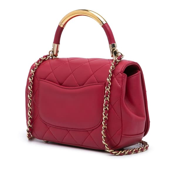 Pre-owned Chanel Mini Quilted Lambskin Carry Chic Flap Pink