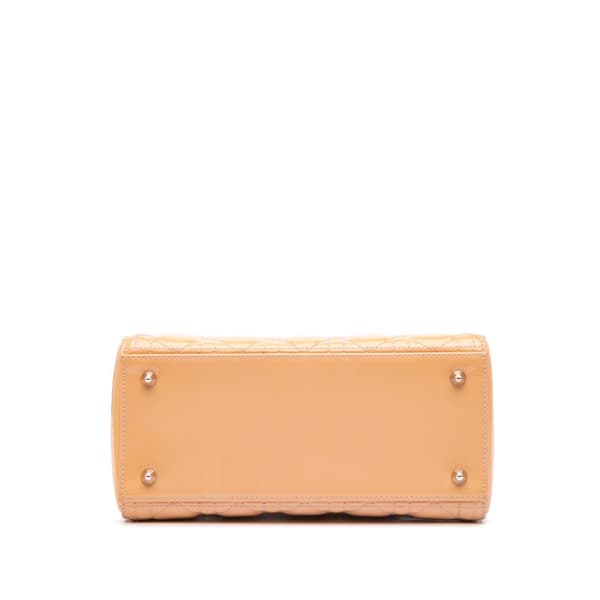 Pre-owned Dior Medium Patent Cannage Lady Dior Brown