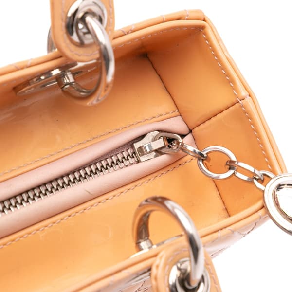 Pre-owned Dior Medium Patent Cannage Lady Dior Brown