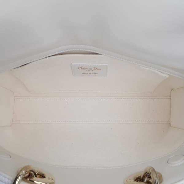 Pre-owned Dior Medium Technical Fabric Macrocannage Lady D Joy White