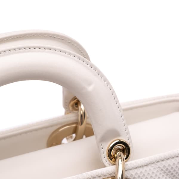 Pre-owned Dior Medium Technical Fabric Macrocannage Lady D Joy White