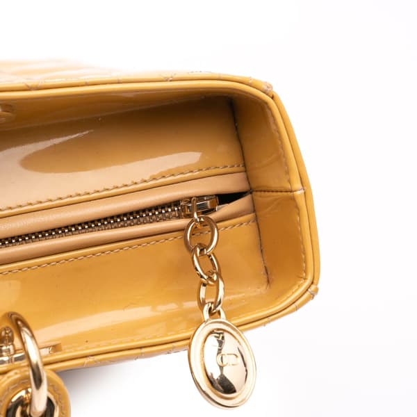 Pre-owned Dior Large Patent Cannage Lady Dior Brown