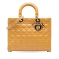 Miniatyrbild 1 av 10: Pre-owned Dior Large Patent Cannage Lady Dior Brown