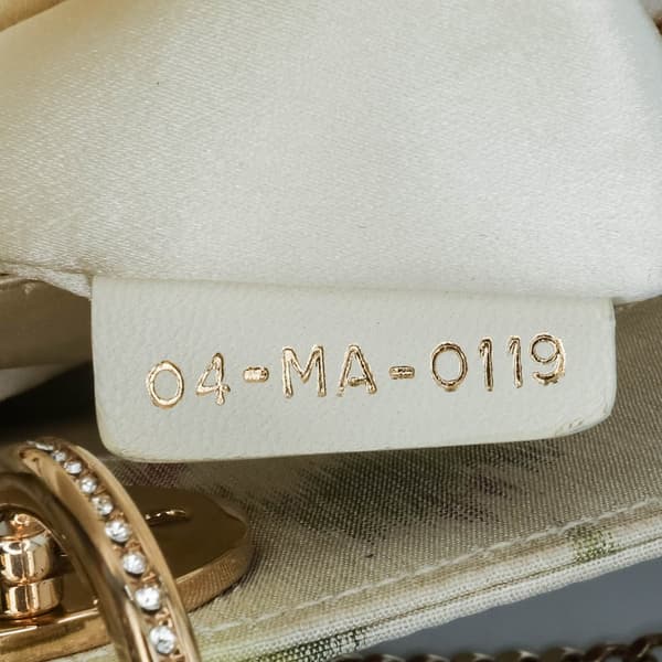Pre-owned Dior Mini Satin Floral Crystal Lady Dior White