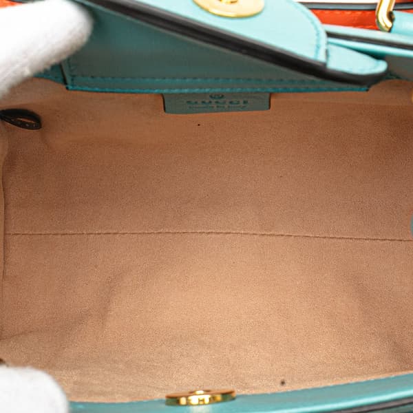 Pre-owned Gucci Mini Leather Bamboo Diana Satchel Blue