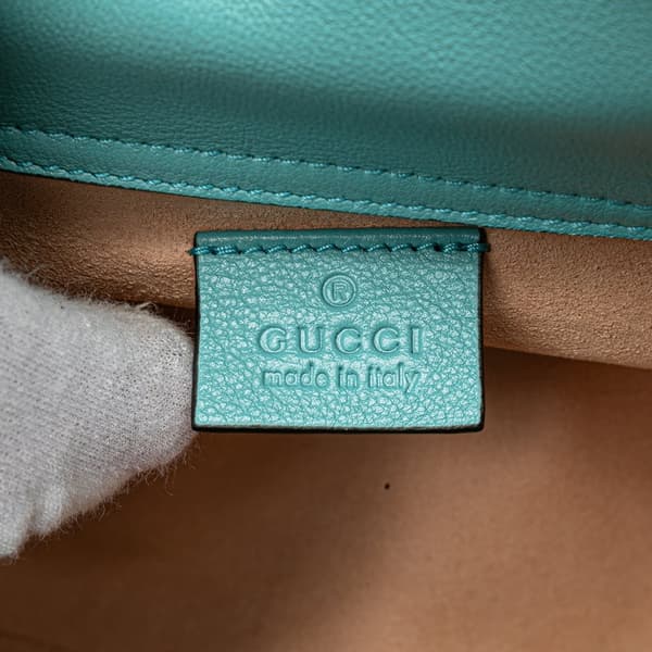 Pre-owned Gucci Mini Leather Bamboo Diana Satchel Blue