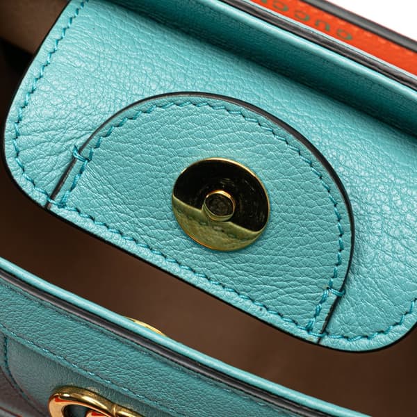 Pre-owned Gucci Mini Leather Bamboo Diana Satchel Blue