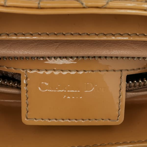 Pre-owned Dior Large Patent Cannage Lady Dior Brown
