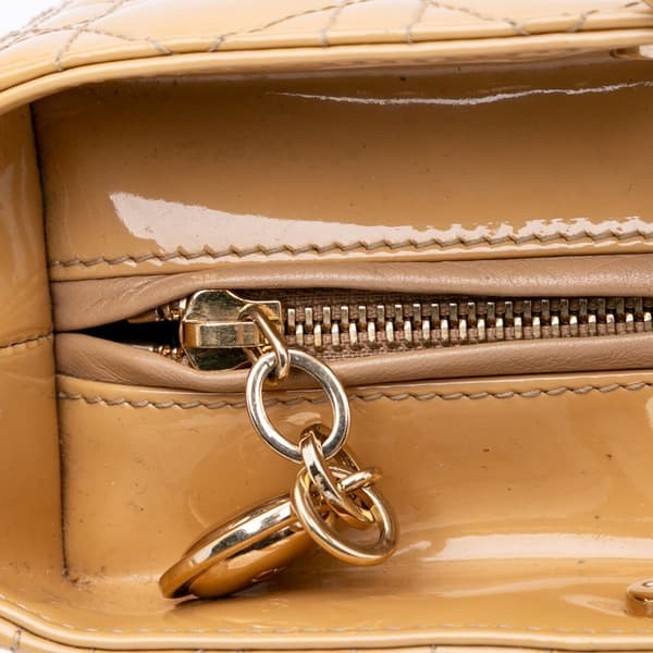 Pre-owned Dior Large Patent Cannage Lady Dior Brown