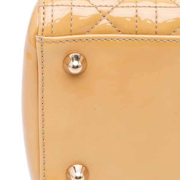 Pre-owned Dior Large Patent Cannage Lady Dior Brown