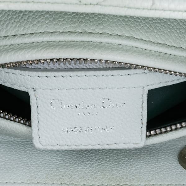 Pre-owned Dior Medium Grained Calfskin Cannage Lady Dior White