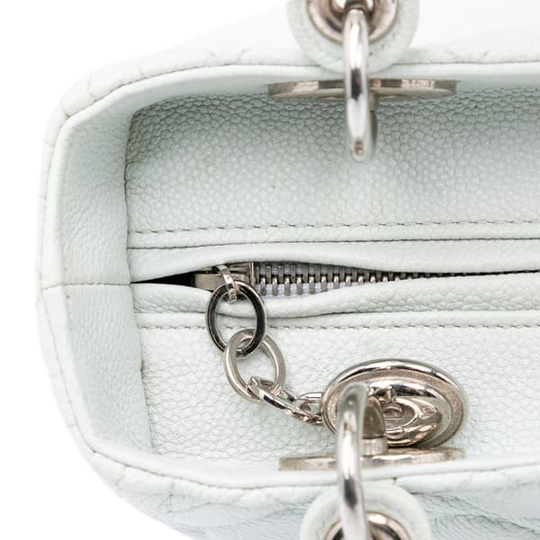 Pre-owned Dior Medium Grained Calfskin Cannage Lady Dior White