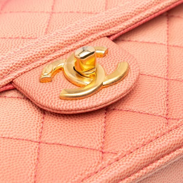 Pre-owned Chanel Small Quilted Caviar Sunset On The Sea Flap Pink